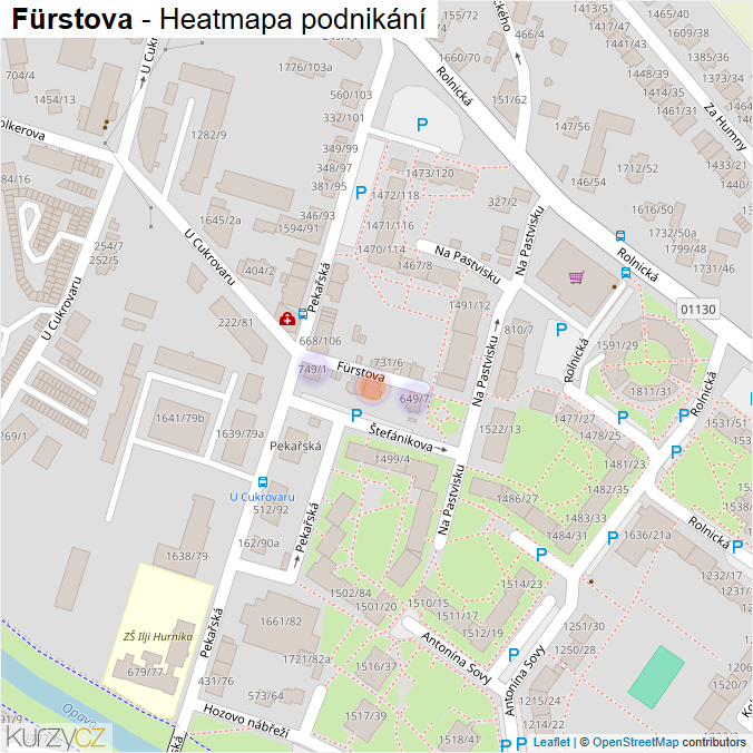 Mapa Fürstova - Firmy v ulici.