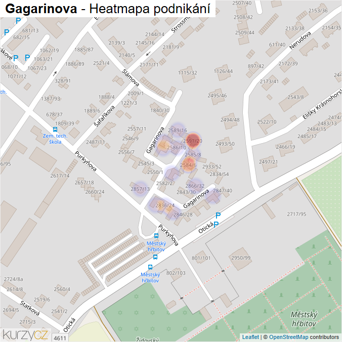 Mapa Gagarinova - Firmy v ulici.