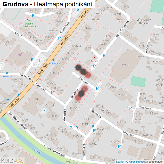 Mapa Grudova - Firmy v ulici.