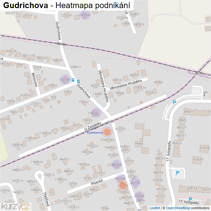 Mapa Gudrichova - Firmy v ulici.