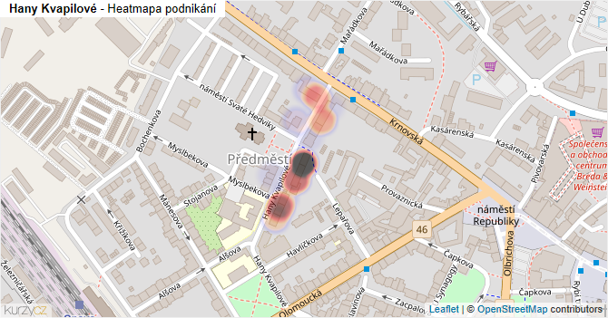 Hany Kvapilové - mapa podnikání