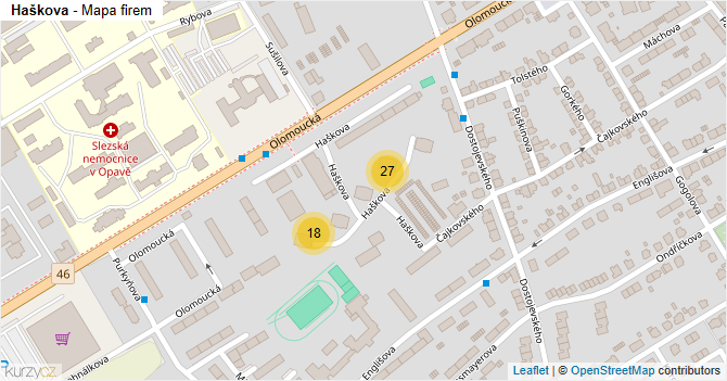 Haškova - mapa firem