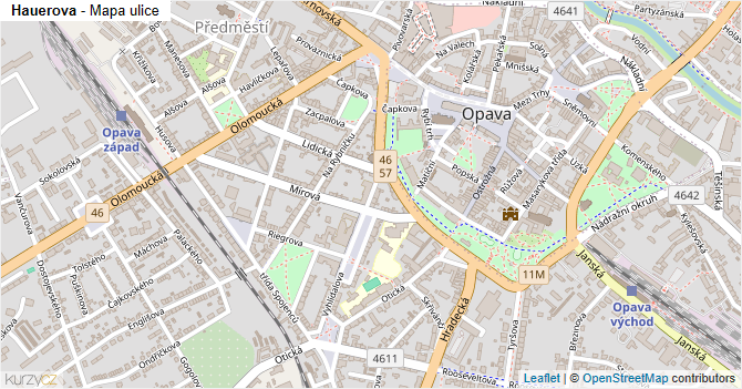 Hauerova - mapa ulice