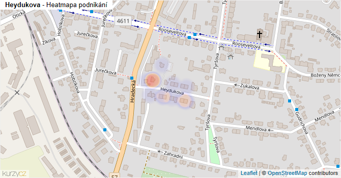 Heydukova - mapa podnikání