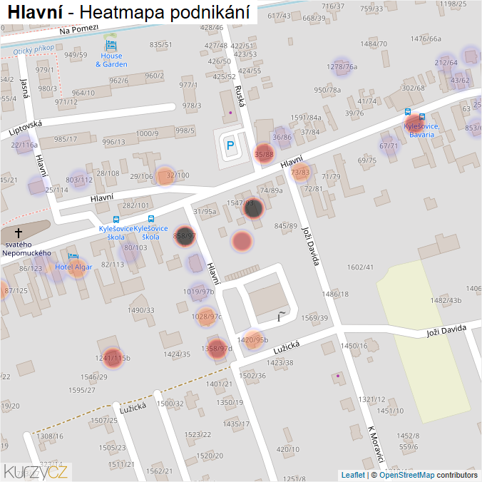 Mapa Hlavní - Firmy v ulici.