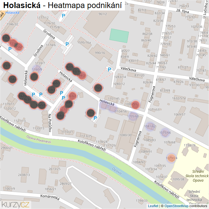 Mapa Holasická - Firmy v ulici.