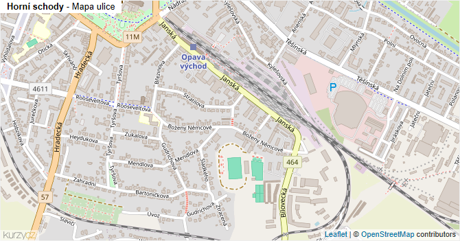 Horní schody - mapa ulice