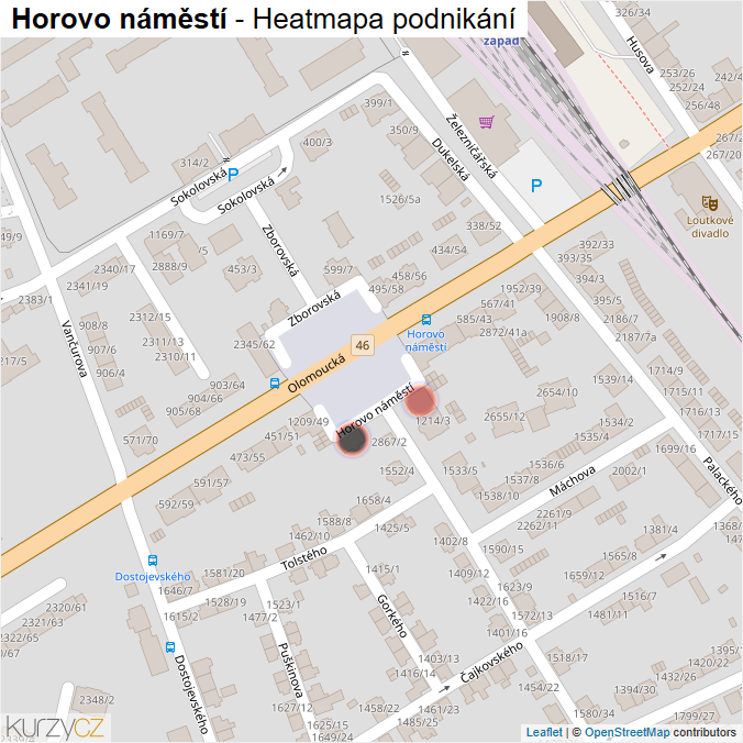 Mapa Horovo náměstí - Firmy v ulici.