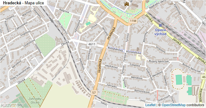 Hradecká - mapa ulice