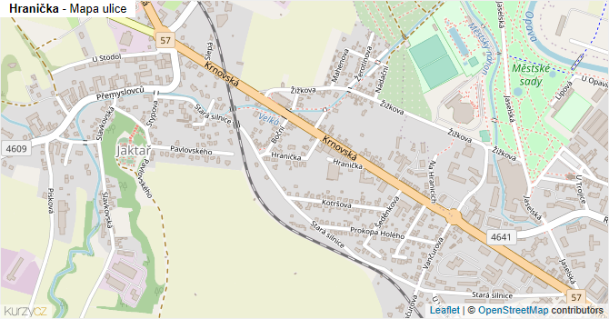 Hranička - mapa ulice