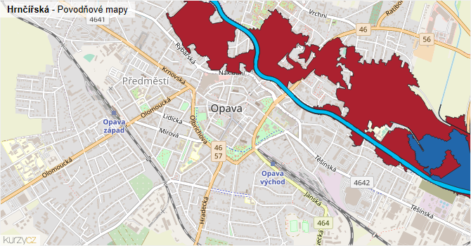 Hrnčířská - záplavové mapy stoleté vody