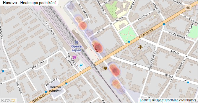 Husova - mapa podnikání