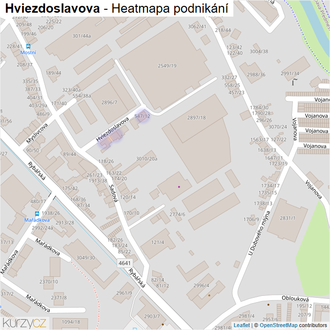 Mapa Hviezdoslavova - Firmy v ulici.