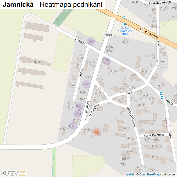 Mapa Jamnická - Firmy v ulici.