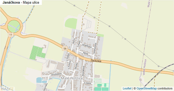 Janáčkova - mapa ulice