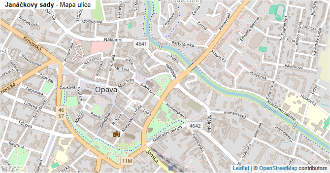 Janáčkovy sady - mapa ulice