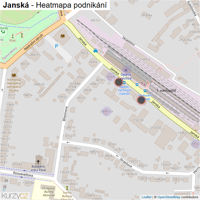 Mapa Janská - Firmy v ulici.