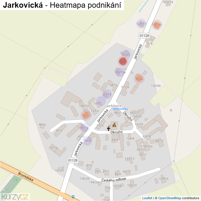 Mapa Jarkovická - Firmy v ulici.