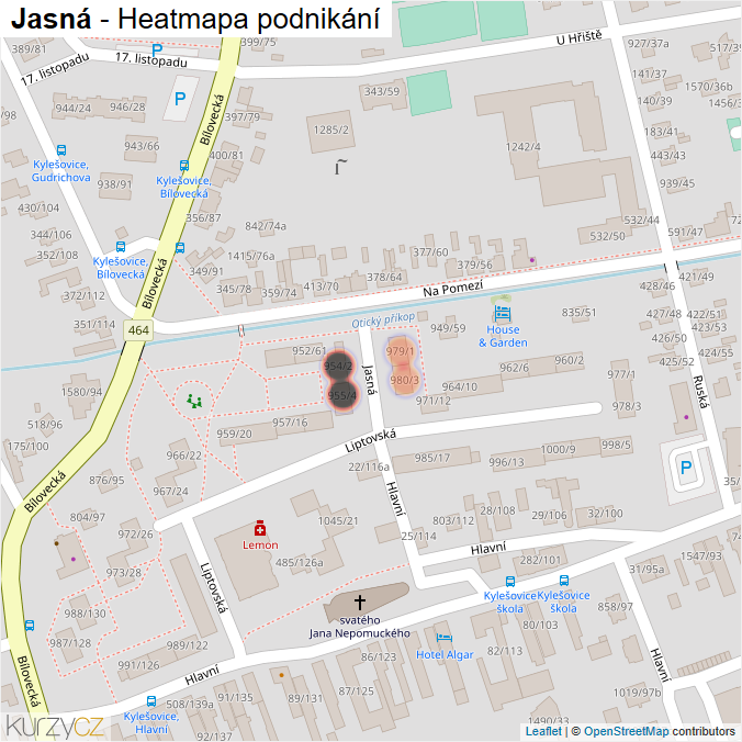 Mapa Jasná - Firmy v ulici.