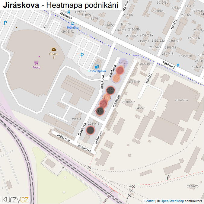 Mapa Jiráskova - Firmy v ulici.