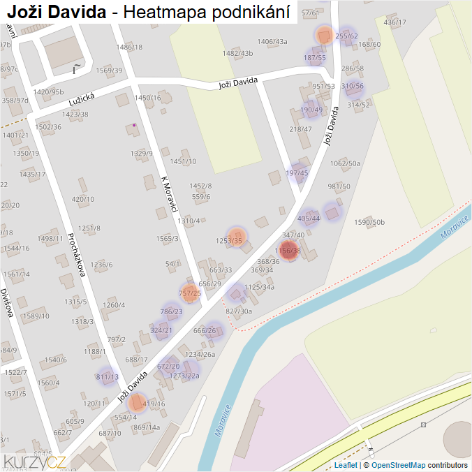 Mapa Joži Davida - Firmy v ulici.