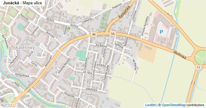 Junácká - mapa ulice