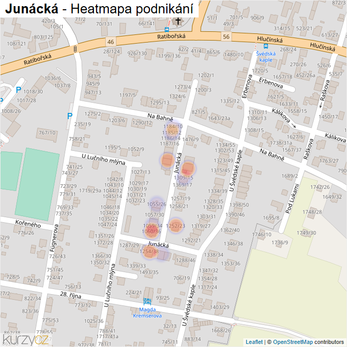 Mapa Junácká - Firmy v ulici.