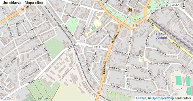 Jurečkova - mapa ulice