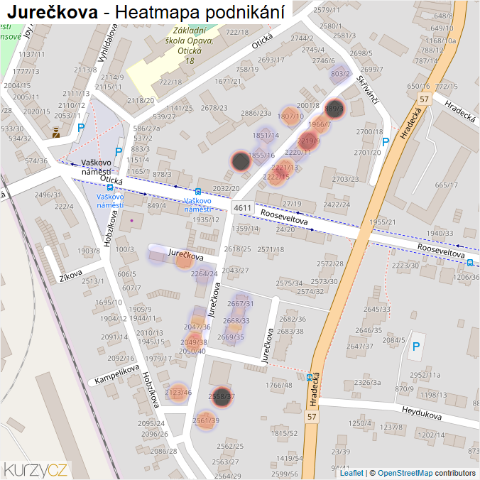 Mapa Jurečkova - Firmy v ulici.