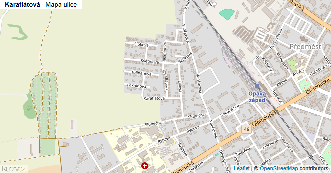 Karafiátová - mapa ulice