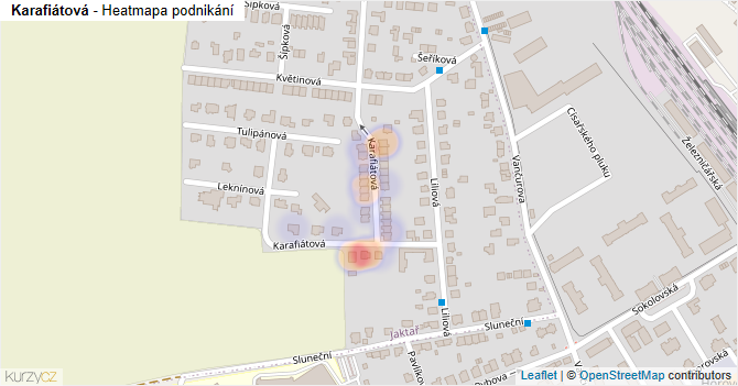 Karafiátová - mapa podnikání