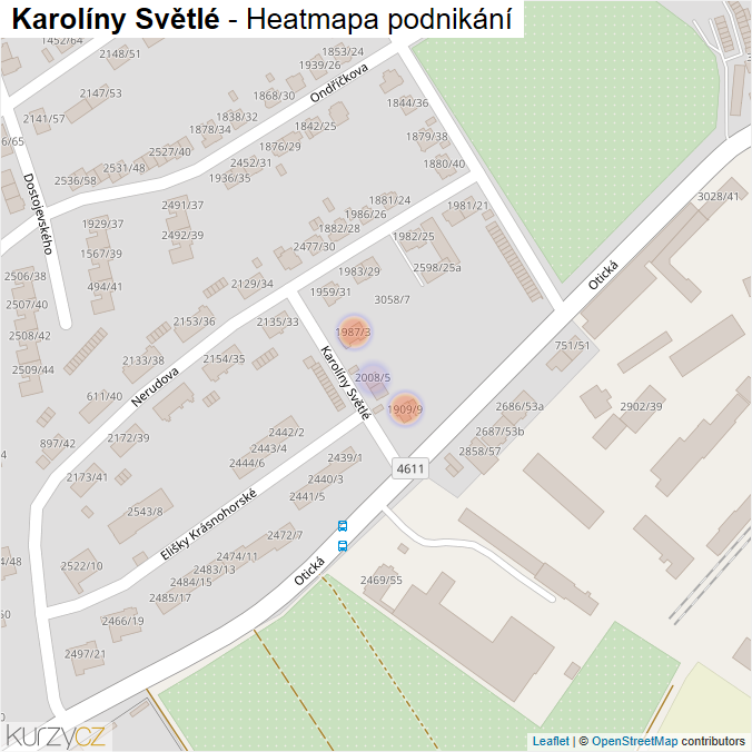 Mapa Karolíny Světlé - Firmy v ulici.