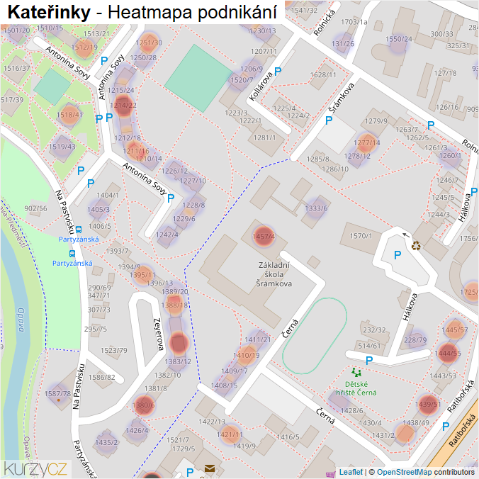Mapa Kateřinky - Firmy v části obce.