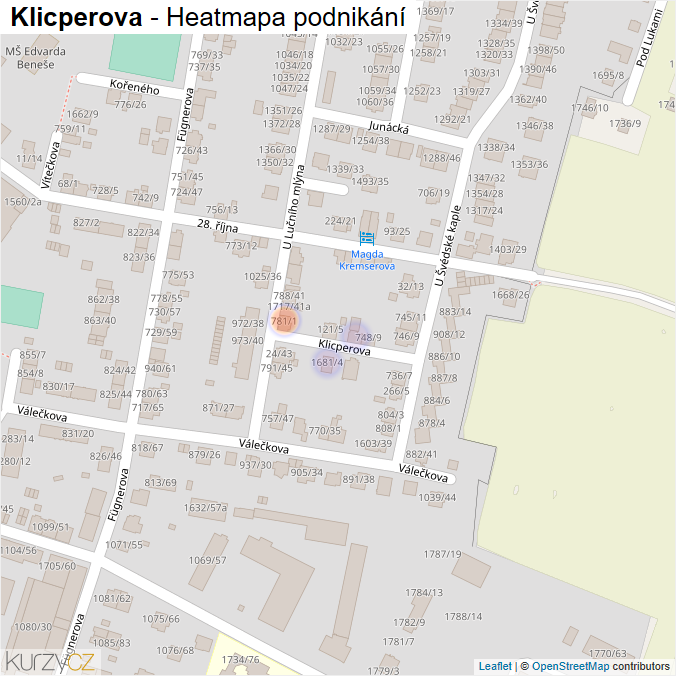 Mapa Klicperova - Firmy v ulici.