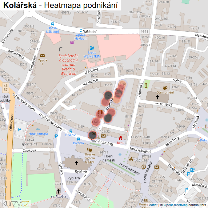 Mapa Kolářská - Firmy v ulici.