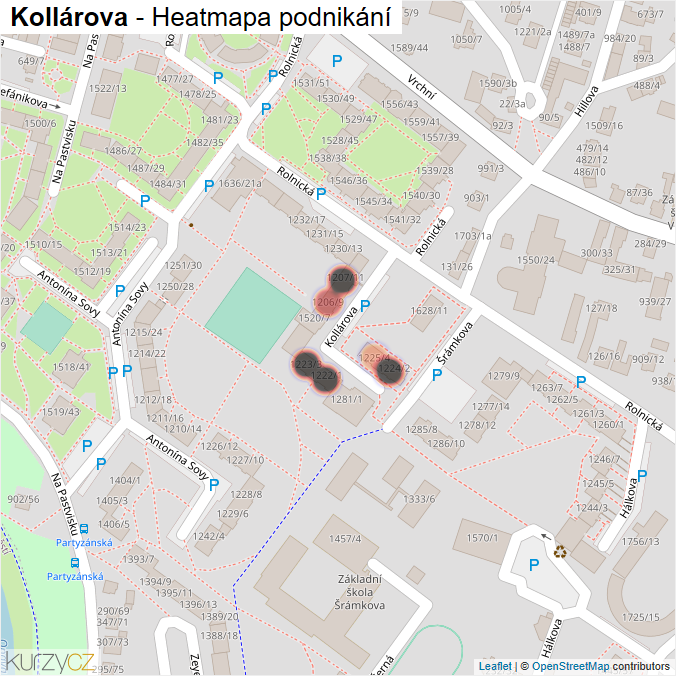 Mapa Kollárova - Firmy v ulici.