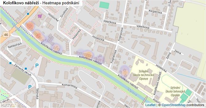 Kolofíkovo nábřeží - mapa podnikání