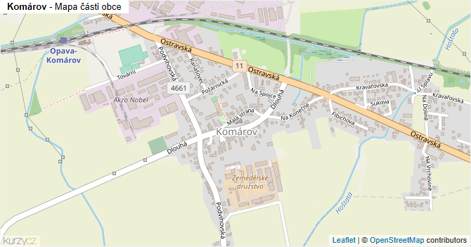 Komárov - mapa části obce