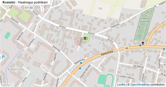 Kostelní - mapa podnikání