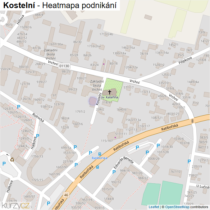 Mapa Kostelní - Firmy v ulici.