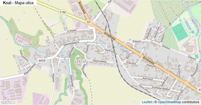 Kozí - mapa ulice