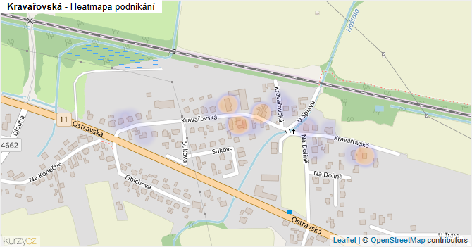 Kravařovská - mapa podnikání