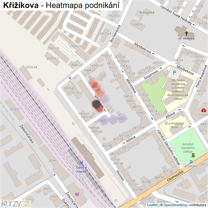 Mapa Křižíkova - Firmy v ulici.