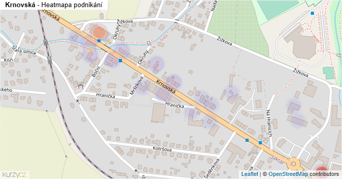 Krnovská - mapa podnikání
