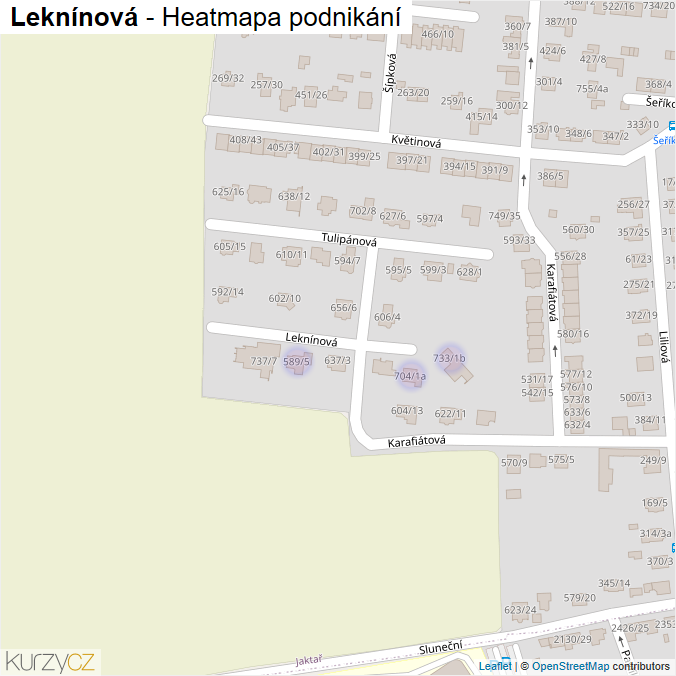 Mapa Leknínová - Firmy v ulici.