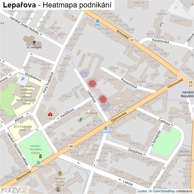 Mapa Lepařova - Firmy v ulici.