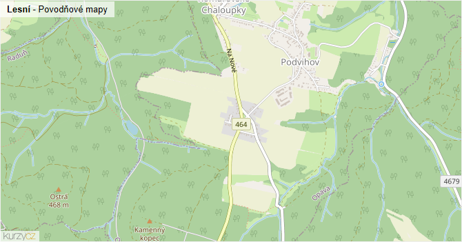 Lesní - záplavové mapy stoleté vody
