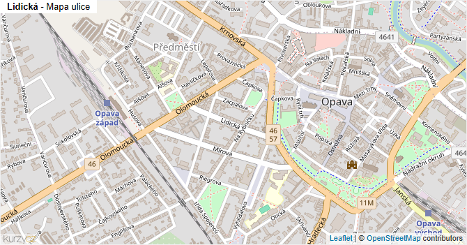 Lidická - mapa ulice