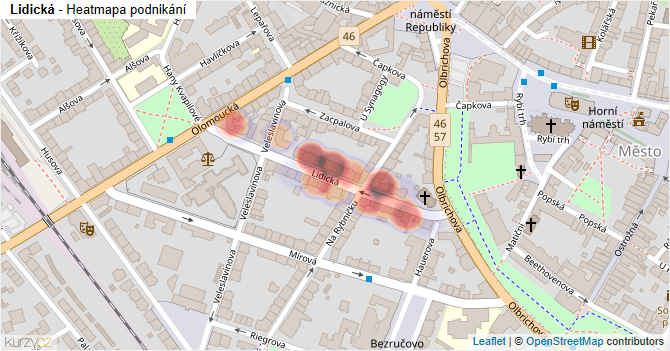 Lidická - mapa podnikání