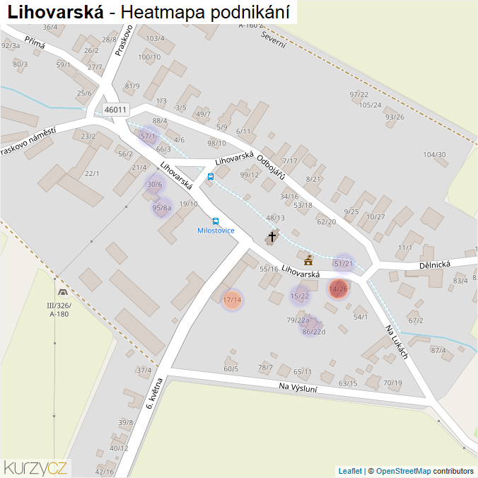 Mapa Lihovarská - Firmy v ulici.